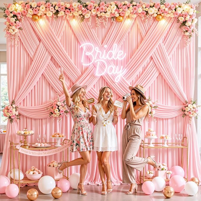 10 Panels Blush Pink Backdrop Curtains - Image 4