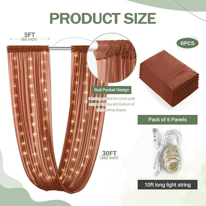 6 Panels Caramel Ceiling Drapes - Image 4