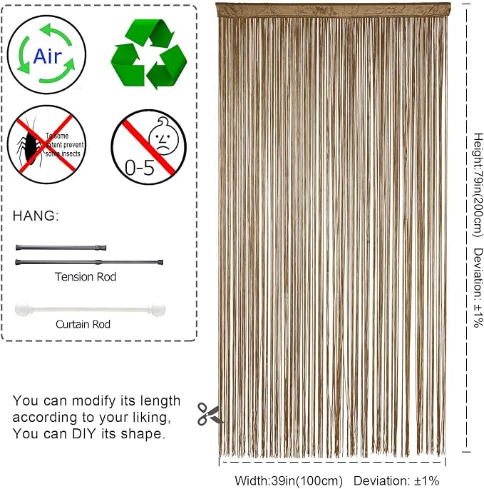 YIIBAII Door String Curtains Fringe Door Curtains - Image 5