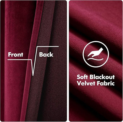 MIULEE Velvet Curtains Christmas Burgundy 52 x 84 Inch Length Set of 2 | - Image 3