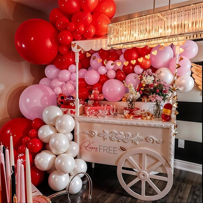 Red and Pink Christmas Balloons Kit, 12Inch Light Pink and White Red Balloons - Image 8