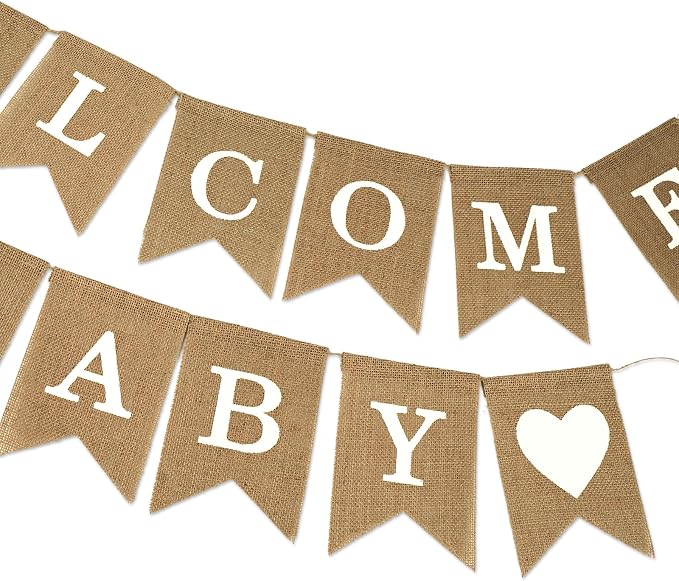 Anwyll Burlap Welcome Baby Banner - Image 4