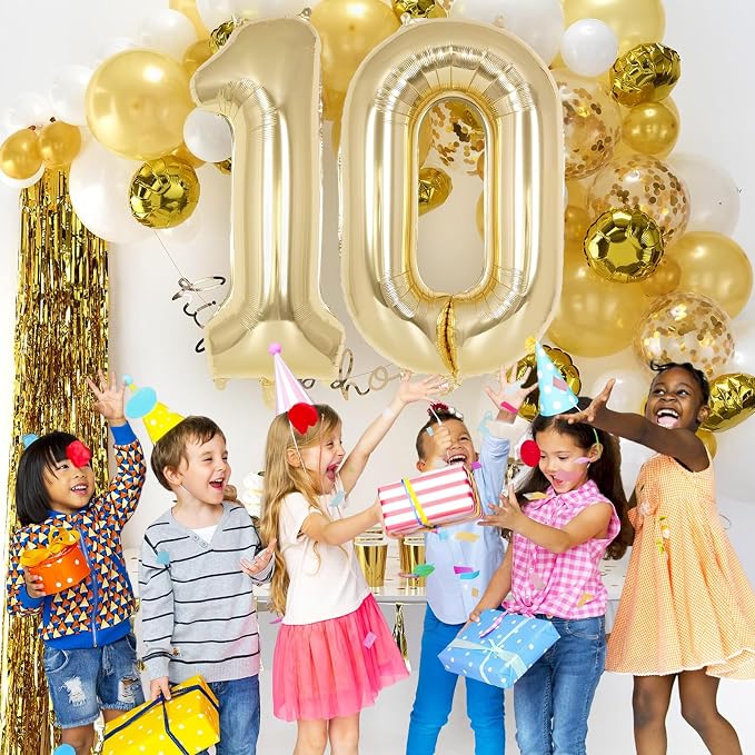 Champagne Gold Large Number 0 Balloon, 40 Inch Light Gold Foil Helium Number - Image 4