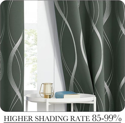 NICETOWN Blackout Curtains 84 inch Length 2 Panels Set, Dark Mallard, Noise - Image 5