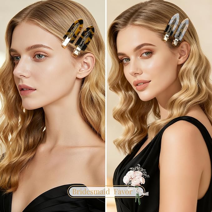 20PCS Bridesmaid Hair Clips No Bend Hair Clips Bridesmaid Hair Accessories Gifts Makeup Creaseless Glitter Hair Clip for Bride Women Girls(20Pcs/10Cards)