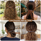Long French Hair Barrettes 4 Inch Large Hair Clips for Women Thick Hair Automatic Clasp Clamp Pins Resin Nonslip Grip Ponytail Holders, Stylish Hair Accessories 3 Pack (Brown Black Purple)
