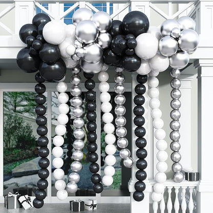 90PCS Black White and Silver Linking Balloons, Wedding Birthday Baby Shower - Image 3