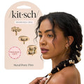 Kitsch Gold Hair Jewelry for Braids - Lightweight Metal Hair Pins for Women - Stackable Gold Hair Accessories for Everyday or Special Occasions | Ideal Gifts for Women - 3pc Set