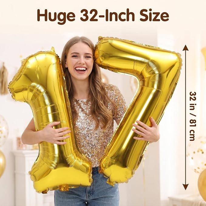 YPSelected 32 Inch Large Foil Helium Number Balloon Birthday Wedding Party 0-9 - Image 4