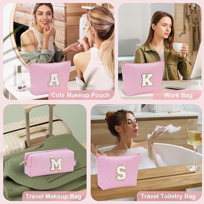 YOOLIFE Christmas Gifts For Teenage Girls Stocking Stuffers For Teen Girls Initial Makeup Bag | Cosmetic Travel Toiletry Bag | 9 10 11 12 13 14 15 Years Old | Teen Girl Gifts Trendy Stuff Pink K