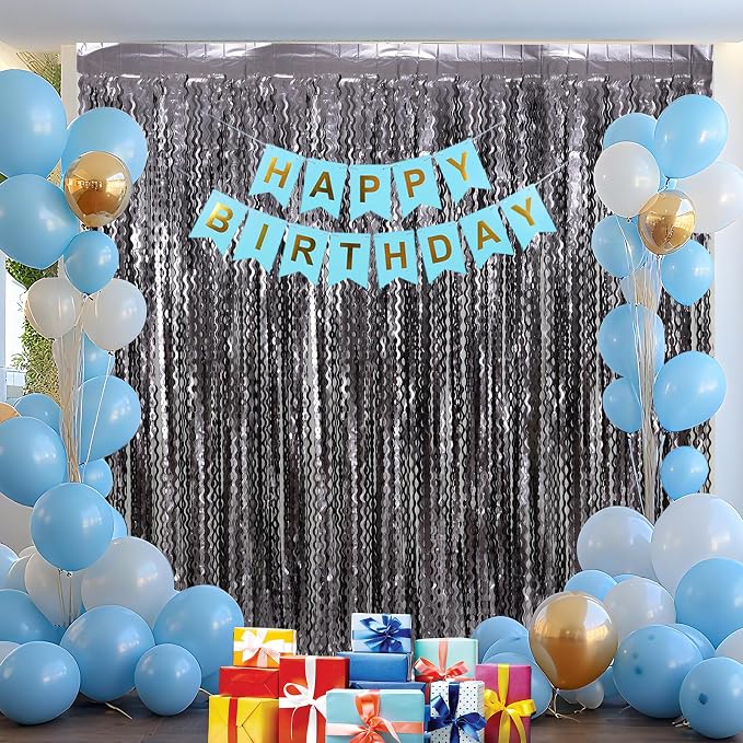 4 Pack Wavy Grey Foil Fringe Curtains Party Decorations - Image 7