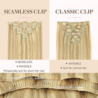 GOO GOO Clip in Hair Extensions Real Human Hair, Remy Human Hair Extensions Clip ins for Women, Natural Human Hair, 20inch 110g 7Pcs, 18D/22F Dirty Blonde Highlights