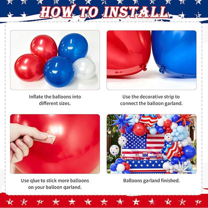 124Pcs 4th of July Balloon Arch Garland Kit Red White and Blue Birthday Party - Image 3