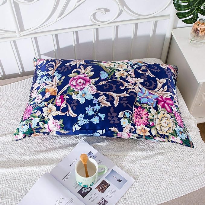 SLPBABY Silk Pillowcase for Hair and Skin with Hidden Zipper Print (Standard, Pattern4)