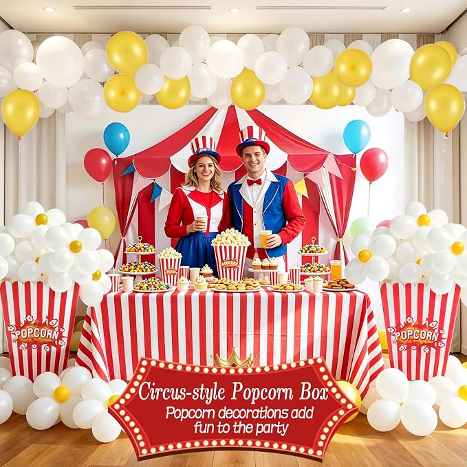 103 Pcs Carnival Circus Party Decorations Set Includes Red White Circus - Image 5
