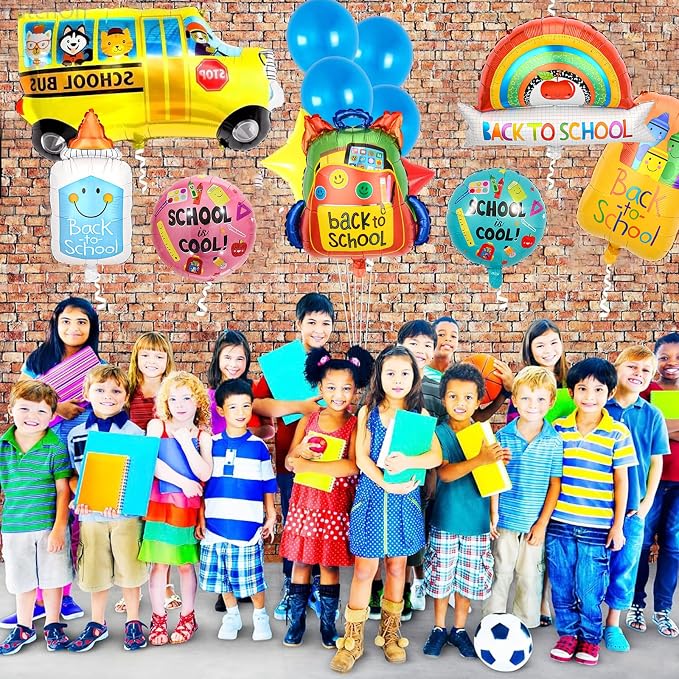 7 Pcs Back to School Balloons, School Bus Balloon, Colorful Schoolbag Pencil - Image 4