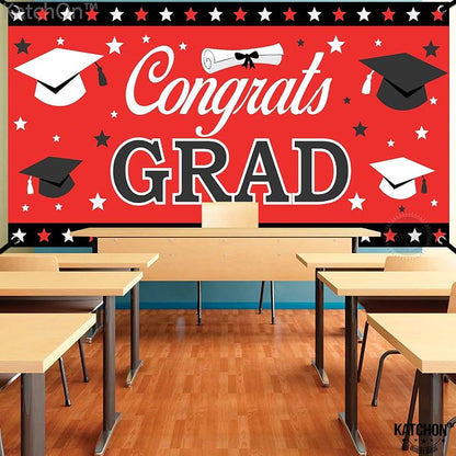 KatchOn Graduation Decorations 2026 | Red and Black Congrats Grad Banner - Image 6