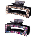 Crystal Rhinestone Hair Clips for Women, Vintage Acrylic Large Bling Jaw Clamps Luxury Elegant Plastic Hair Claw Clip with Strong Hold for Thin Thick Hair Fashion Wedding Party Accessories（2 Pack）