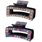 Crystal Rhinestone Hair Clips for Women, Vintage Acrylic Large Bling Jaw Clamps Luxury Elegant Plastic Hair Claw Clip with Strong Hold for Thin Thick Hair Fashion Wedding Party Accessories（2 Pack）