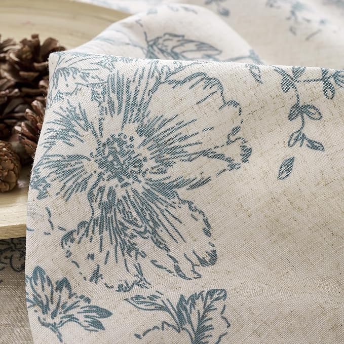 jinchan Floral Linen Curtains Lined 108 Inch Farmhouse Back Tab 2 Panels | - Image 9