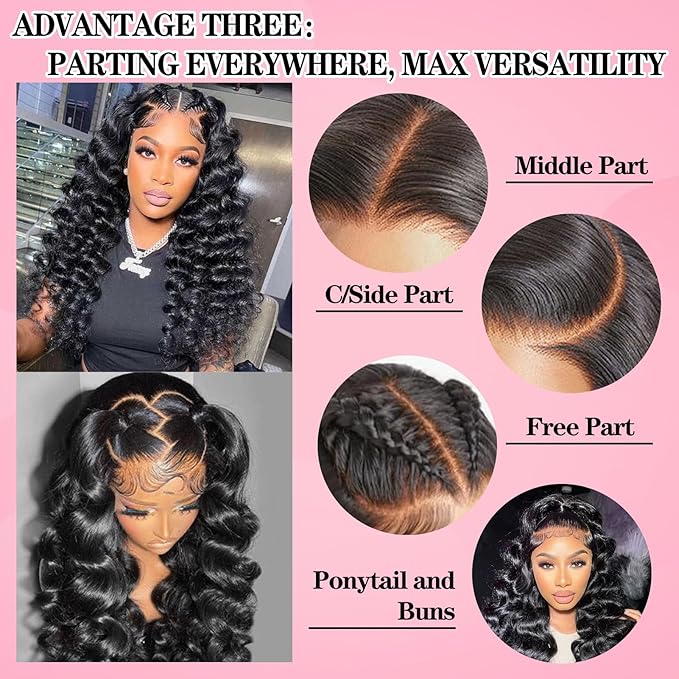 28 Inch 250% Density HD Lace Front Wigs Human Hair Loose Wave 100% Real Human Hair 15A Full 13x4 Large Lace Space Loose Deep Wave Wig Pre Plucked, No Synthetic No Tangle No Shedding Triple Lifespan 3X