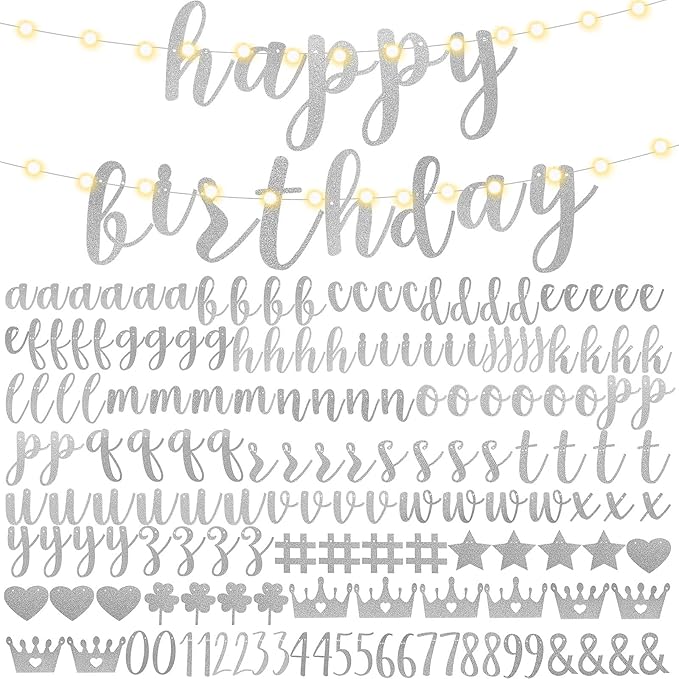 TaoBary 167 Pcs DIY Banner Kit Happy Birthday Glitter Banner Customizable by TaoBary