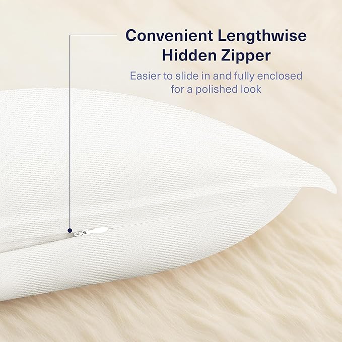 Kickoff Viscose Bamboo Pillowcase, King, Set of 2, 100% Organic Hidden Zippered Viscose Bamboo Pillow Case King Size, Cooling Pillow Cover for Hot Sleepers (20"x40", Snow White)