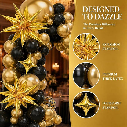 128 PCS Black and Gold Balloon Arch Kit, Anniversary, New Year, Birthday - Image 4