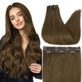 Full Shine Human Hair Clip in Extensions Brown Clip in Hair Extensions Medium Brown for Short Invisible Human Hair for Women Softness 10 Inch 60 G 3 PCS
