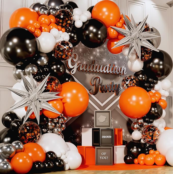 ALL-IN-1 Orange Black White Balloons Arch Kit - Image 2