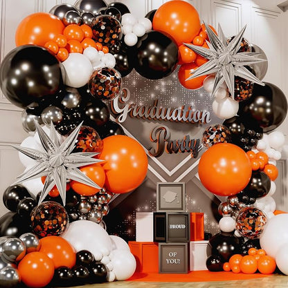 ALL-IN-1 Orange Black White Balloons Arch Kit - Image 2