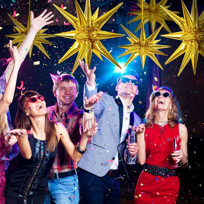 TONIFUL 8 Pcs Explosion Star Balloons Gold Foil Balloon Party Decorations | 2 - Image 4