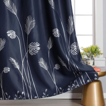 Silver Blackout Curtain for Bedroom 100W x 96L Inch Length Palm Tree Design - Image 4