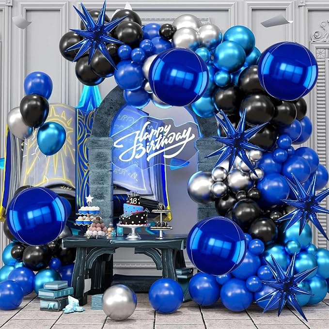 TONIFUL 8Pcs 22Inch Navy Blue Large 4D Giant Round and Star Balloons Explosion - Image 3