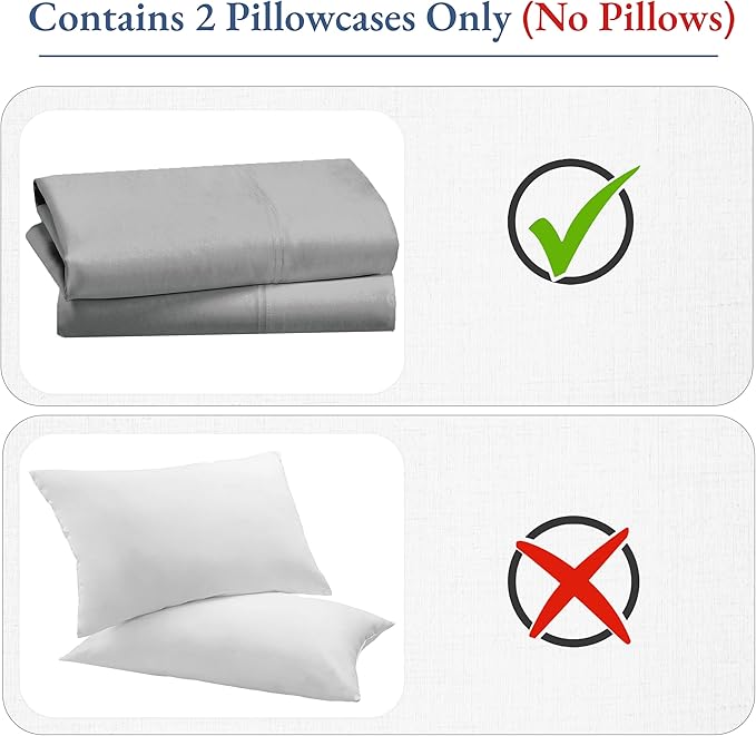 California Design Den Heirloom Soft, Smooth & Thick Certified 800 Thread Count 100% Cotton Sateen, 2 Pillow Cases King Size, Fits King Pillows (Light Grey)