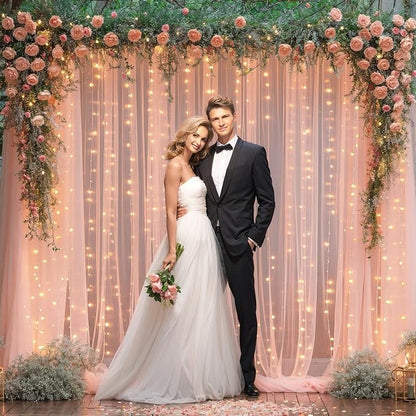 10x8ft Peach Tulle Backdrop Curtain - Image 3
