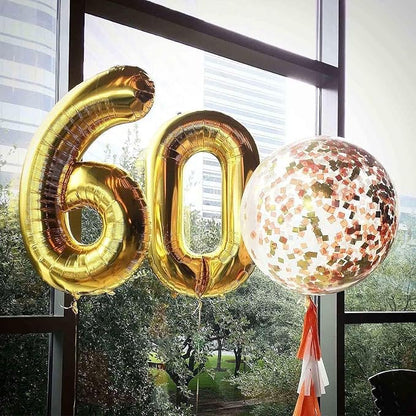 Gold 60 Number Balloons, 40 Inch Giant Number 60 Balloons Foil Mylar Helium - Image 7