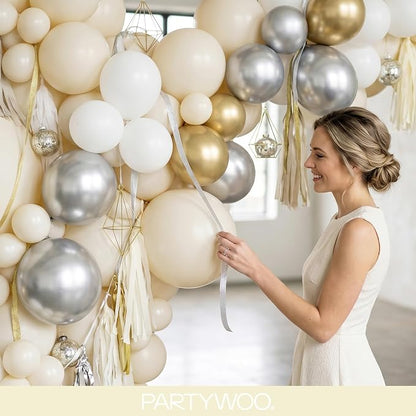 PartyWoo Beige Balloons 120pcs Cream Ivory Color 18 12 10 5 Inch | Balloons - Image 9