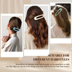 8 Pcs Large Lay Flat Claw Clips for Women French Side Slide Barrettes for Thin Fine Hair Rectangle Alligator Hair Accessories,Matte Beige Orange Blue Green