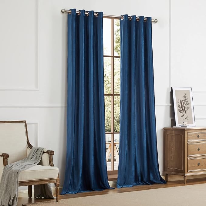 BULBUL Velvet Navy Blue Blackout Curtains 102 inches - Image 8