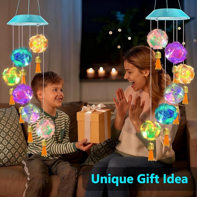 Toodour Solar Wind Chime, Color Changing Hydrangea Ball Wind Chimes | LED - Image 3