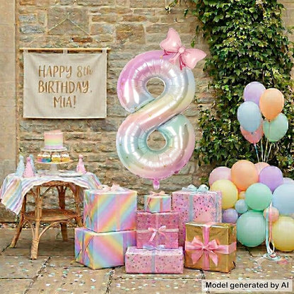 40 Inch Rainbow Number 8 Balloon Giant Foil Mylar Birthday Party Decor | - Image 4