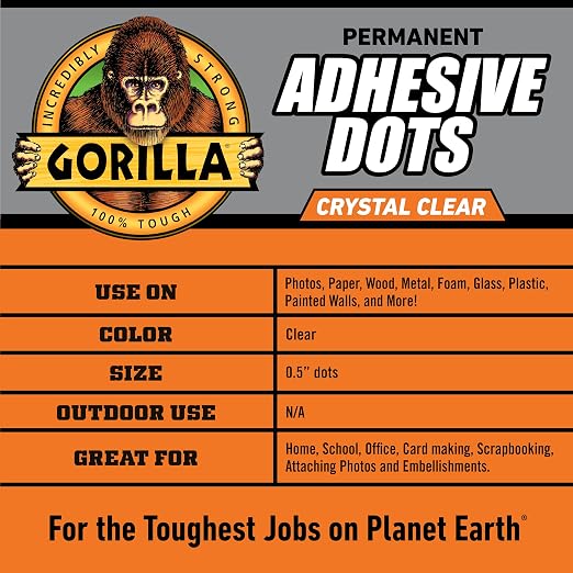 Gorilla Adhesive Dots, Double-Sided Clear | 0.5" Diameter | No Mess | Photo - Image 5