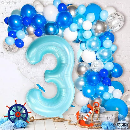 KatchOn Light Blue Number 3 Balloon 40 Inch | Blue 3 Balloon Number - Image 3