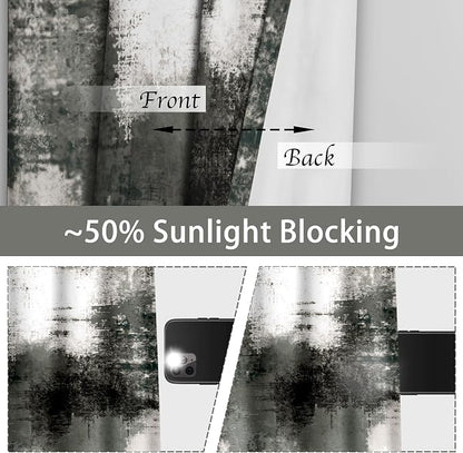 Asuexpect Black Grey Abstract Curtains 2 Panels Abstract Rust Curtain Room - Image 2