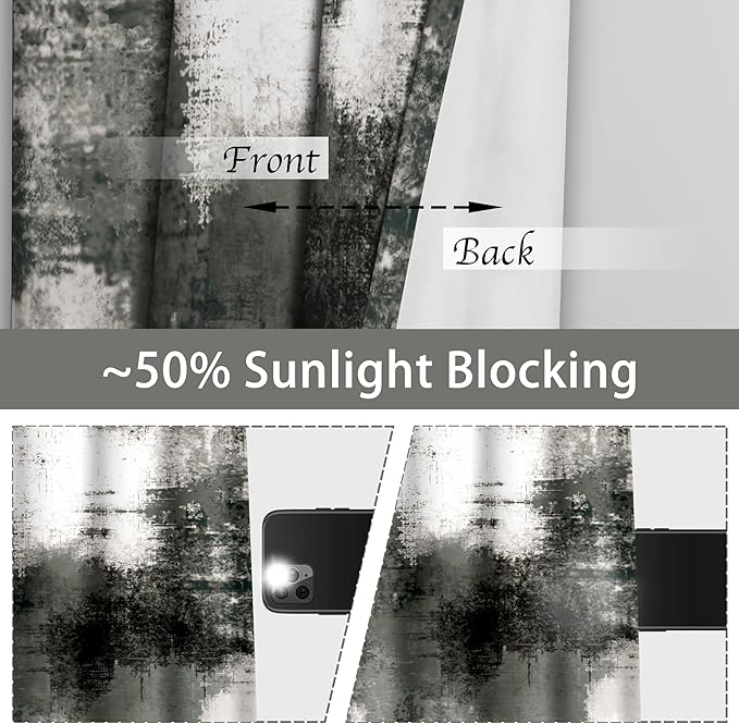 Asuexpect Black Grey Abstract Curtains 2 Panels Abstract Rust Curtain Room - Image 2