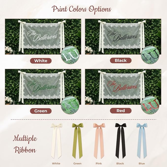 Personalized Sheer Tulle Wedding Welcome Sign Banner - Image 6