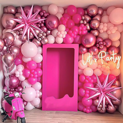 Pink Balloon Arch Kit with Star Foil Balloons, Metallic Pastel Pink Confetti - Image 6