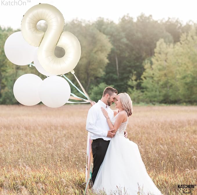 KatchOn Cream White Number 8 Balloon 40 Inch | 8th Birthday Decorations - Image 7