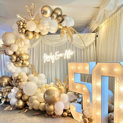 135pcs Metallic Gold Balloons Arch Kit Different Sizes of 18 12 10 5 Inch Gold - Image 4